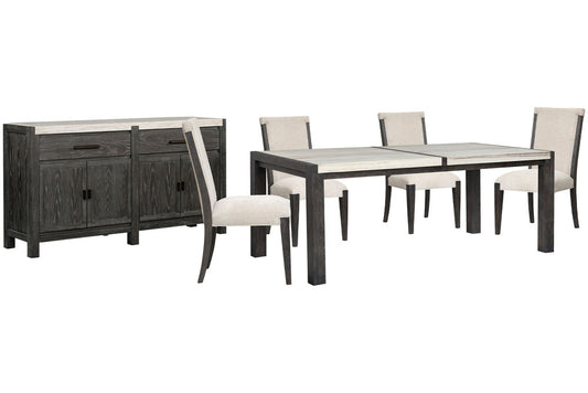 Magnussen - Plum Creek Ravenwood Black Rectangular Dining Table With 4 Upholstered Side Chairs And Sideboard - D5990-20-KIT8 view 1