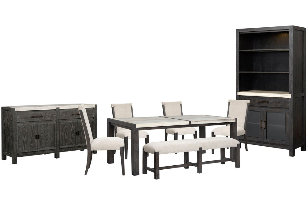 Magnussen - Plum Creek Ravenwood Black Rectangular Dining Table With 4 Upholstered Side Chairs Bench Sideboard And Display Cabinet - D5990-20-KIT27 view 1