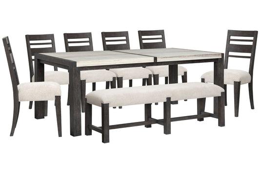 Magnussen - Plum Creek Ravenwood Black Rectangular Dining Table With 6 Side Chairs And Bench - D5990-20-KIT22 view 1