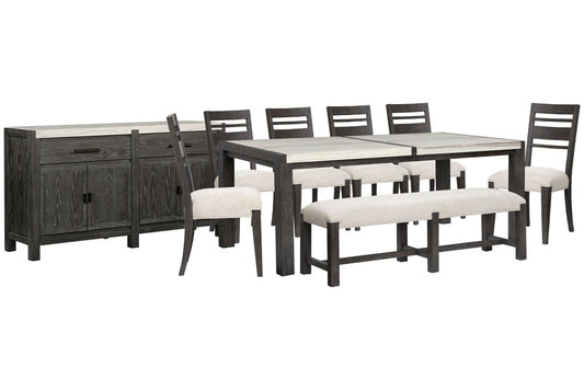Magnussen - Plum Creek Ravenwood Black Rectangular Dining Table With 6 Side Chairs Bench And Sideboard - D5990-20-KIT23 view 1