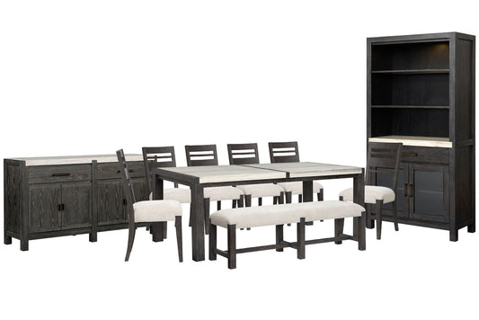 Magnussen - Plum Creek Ravenwood Black Rectangular Dining Table With 6 Side Chairs Bench Sideboard And Display Cabinet - D5990-20-KIT24 view 1