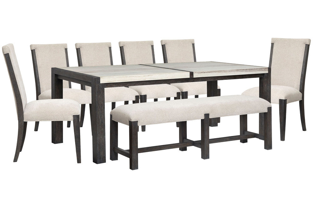 Magnussen - Plum Creek Ravenwood Black Rectangular Dining Table With 6 Upholstered Side Chairs And Bench - D5990-20-KIT28 view 1