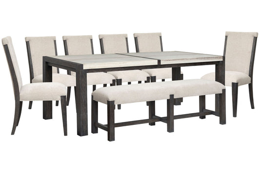 Magnussen - Plum Creek Ravenwood Black Rectangular Dining Table With 6 Upholstered Side Chairs And Bench - D5990-20-KIT28 view 1