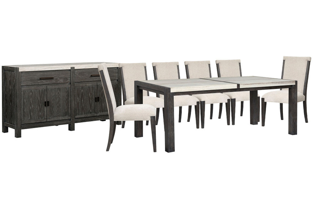 Magnussen - Plum Creek Ravenwood Black Rectangular Dining Table With 6 Upholstered Side Chairs And Sideboard - D5990-20-KIT11 view 1