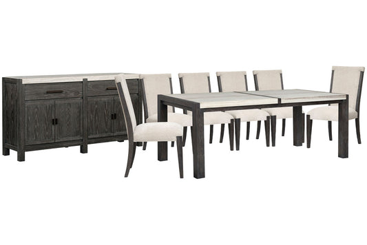 Magnussen - Plum Creek Ravenwood Black Rectangular Dining Table With 6 Upholstered Side Chairs And Sideboard - D5990-20-KIT11 view 1