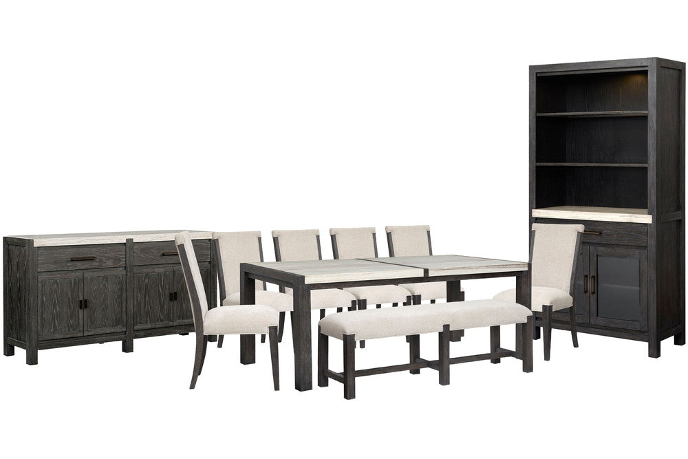 Magnussen - Plum Creek Ravenwood Black Rectangular Dining Table With 6 Upholstered Side Chairs Bench Sideboard And Display Cabinet - D5990-20-KIT30 view 1