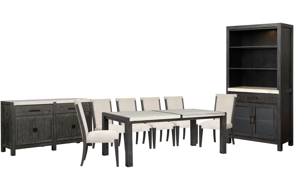 Magnussen - Plum Creek Ravenwood Black Rectangular Dining Table With 6 Upholstered Side Chairs Sideboard And Display Cabinet - D5990-20-KIT12 view 1