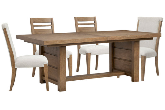 Magnussen - Plum Creek Sierra Brown Extendable Trestle Dining Table With 2 Side Chairs 2 Upholstered Side Chairs And Bench - D5768-21-KIT25 view 1