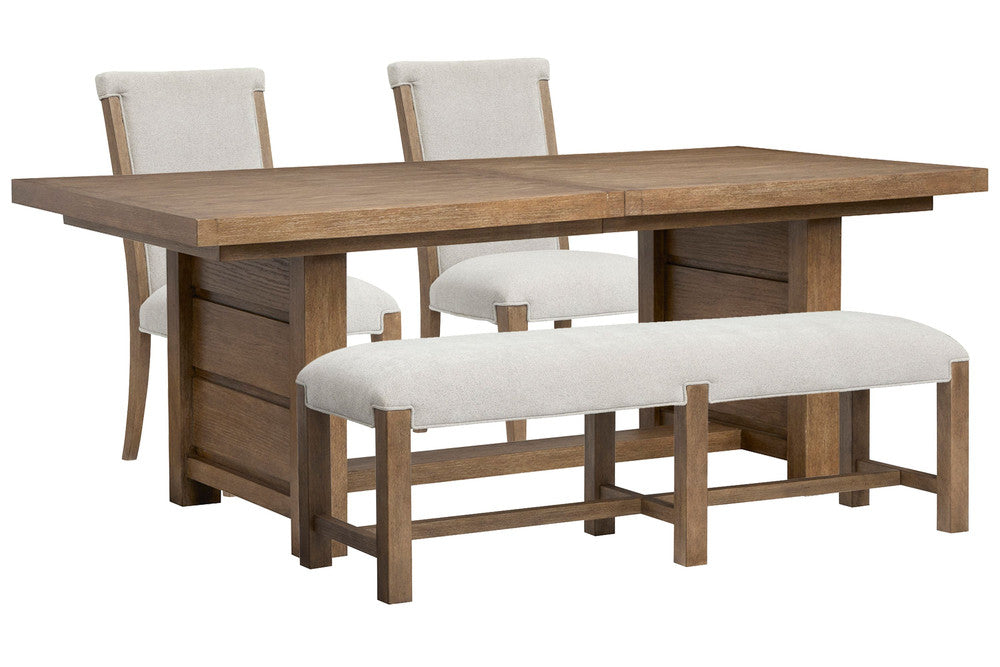 Magnussen - Plum Creek Sierra Brown Extendable Trestle Dining Table With 2 Upholstered Side Chairs And Bench - D5768-21-KIT19 view 1