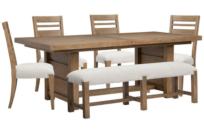 Magnussen - Plum Creek Sierra Brown Extendable Trestle Dining Table With 4 Side Chairs And Bench - D5768-21-KIT16 view 1