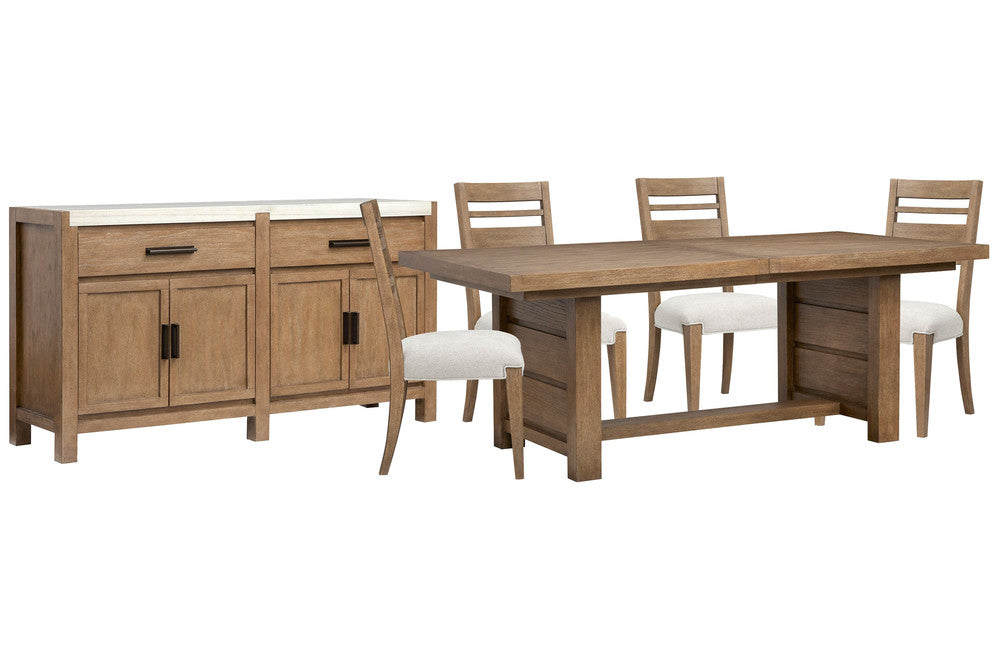 Magnussen - Plum Creek Sierra Brown Extendable Trestle Dining Table With 4 Side Chairs And Server - D5768-21-KIT2 view 1