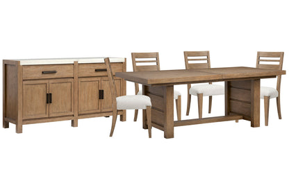 Magnussen - Plum Creek Sierra Brown Extendable Trestle Dining Table With 4 Side Chairs And Server - D5768-21-KIT2 view 1