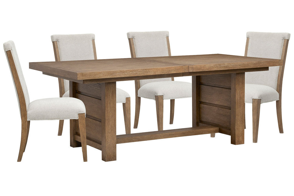 Magnussen - Plum Creek Sierra Brown Extendable Trestle Dining Table With 4 Upholstered Side Chairs - D5768-21-KIT7 view 1