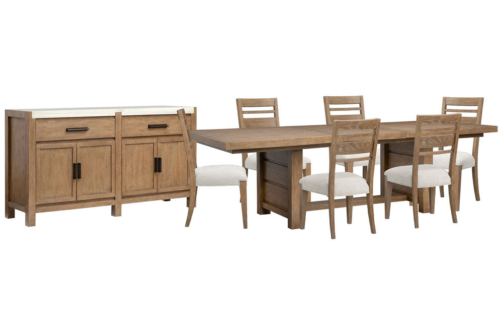 Magnussen - Plum Creek Sierra Brown Extendable Trestle Dining Table With 6 Side Chairs And Server - D5768-21-KIT5 view 1