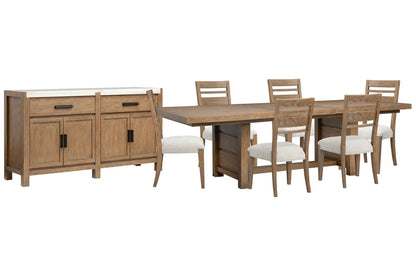 Magnussen - Plum Creek Sierra Brown Extendable Trestle Dining Table With 6 Side Chairs And Server - D5768-21-KIT5 view 1
