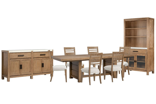 Magnussen - Plum Creek Sierra Brown Extendable Trestle Dining Table With 6 Side Chairs Server And Display Cabinet - D5768-21-KIT6 view 1