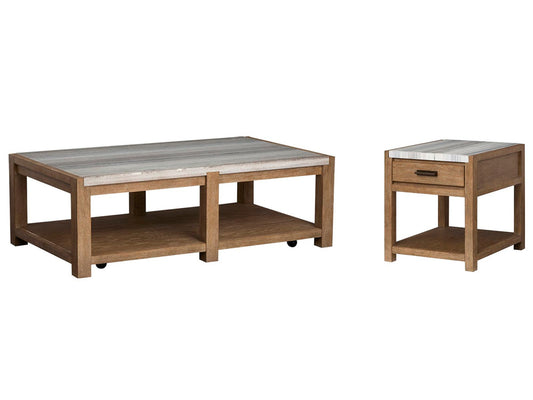 Magnussen - Plum Creek Sierra Brown Rectangular Caster Cocktail Table With End Table - T5768-43KIT1 view 1