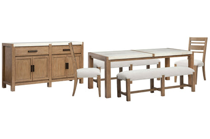 Magnussen - Plum Creek Sierra Brown Rectangular Dining Table With 2 Benches 2 Side Chairs And Server - D5768-20-KIT32 view 1