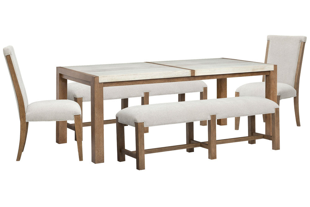 Magnussen - Plum Creek Sierra Brown Rectangular Dining Table With 2 Benches And 2 Upholstered Side Chairs - D5768-20-KIT34 view 1