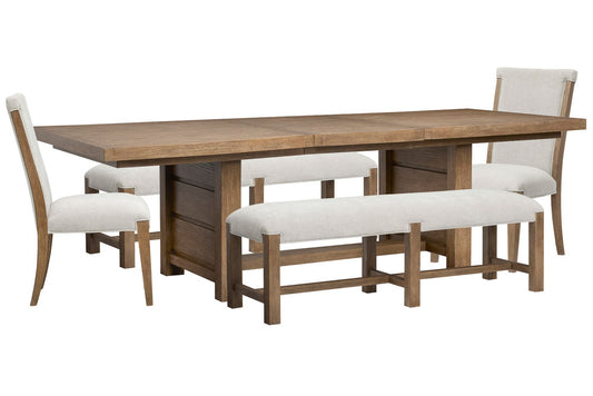 Magnussen - Plum Creek Sierra Brown Rectangular Dining Table With 2 Benches And 2 Upholstered Side Chairs - D5768-21-KIT34 view 1