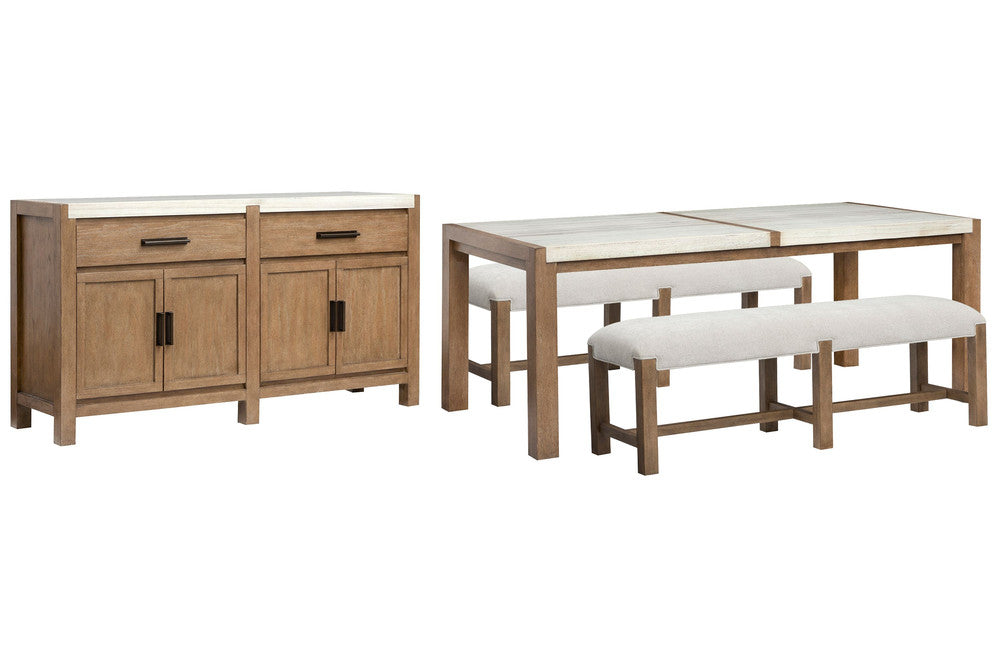 Magnussen - Plum Creek Sierra Brown Rectangular Dining Table With 2 Benches And Server - D5768-20-KIT29 view 1