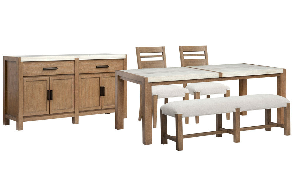 Magnussen - Plum Creek Sierra Brown Rectangular Dining Table With 2 Side Chairs Bench And Server - D5768-20-KIT14 view 1