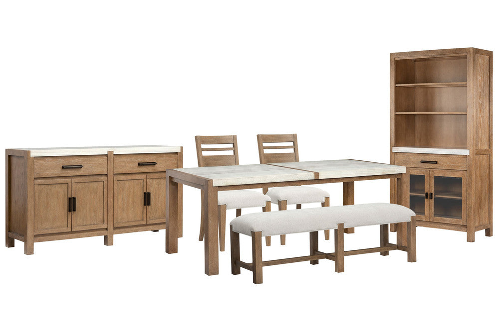 Magnussen - Plum Creek Sierra Brown Rectangular Dining Table With 2 Side Chairs Bench Server And Display Cabinet - D5768-20-KIT15 view 1
