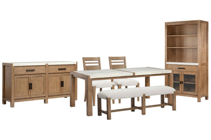 Magnussen - Plum Creek Sierra Brown Rectangular Dining Table With 2 Side Chairs Bench Server And Display Cabinet - D5768-20-KIT15 view 1