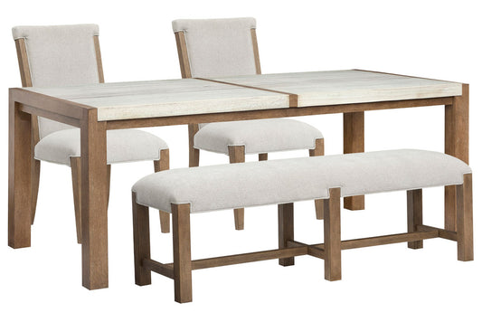 Magnussen - Plum Creek Sierra Brown Rectangular Dining Table With 2 Upholstered Side Chairs And Bench - D5768-20-KIT19 view 1