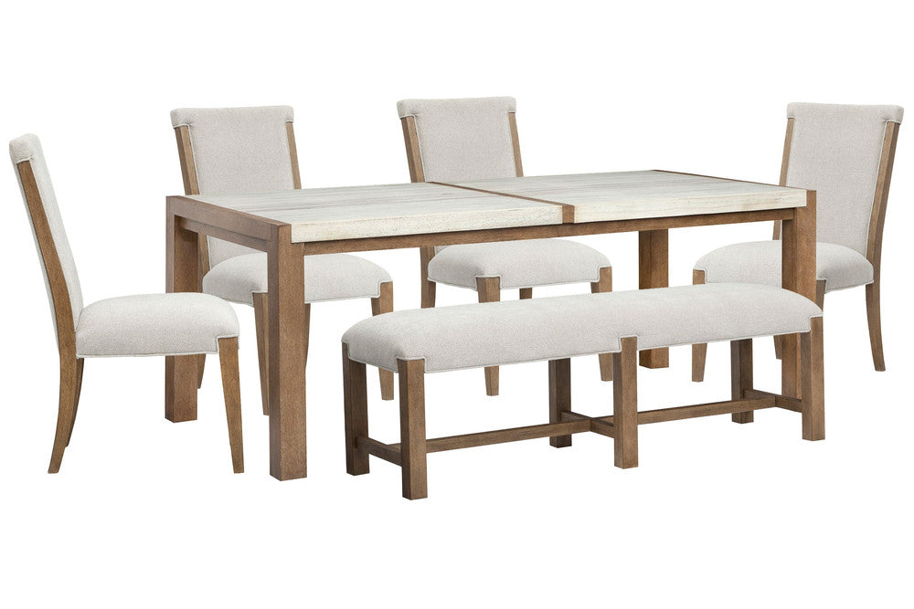 Magnussen - Plum Creek Sierra Brown Rectangular Dining Table With 4 Upholstered Side Chairs And Bench - D5768-20-KIT22 view 1