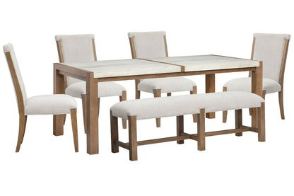 Magnussen - Plum Creek Sierra Brown Rectangular Dining Table With 4 Upholstered Side Chairs And Bench - D5768-20-KIT22 view 1