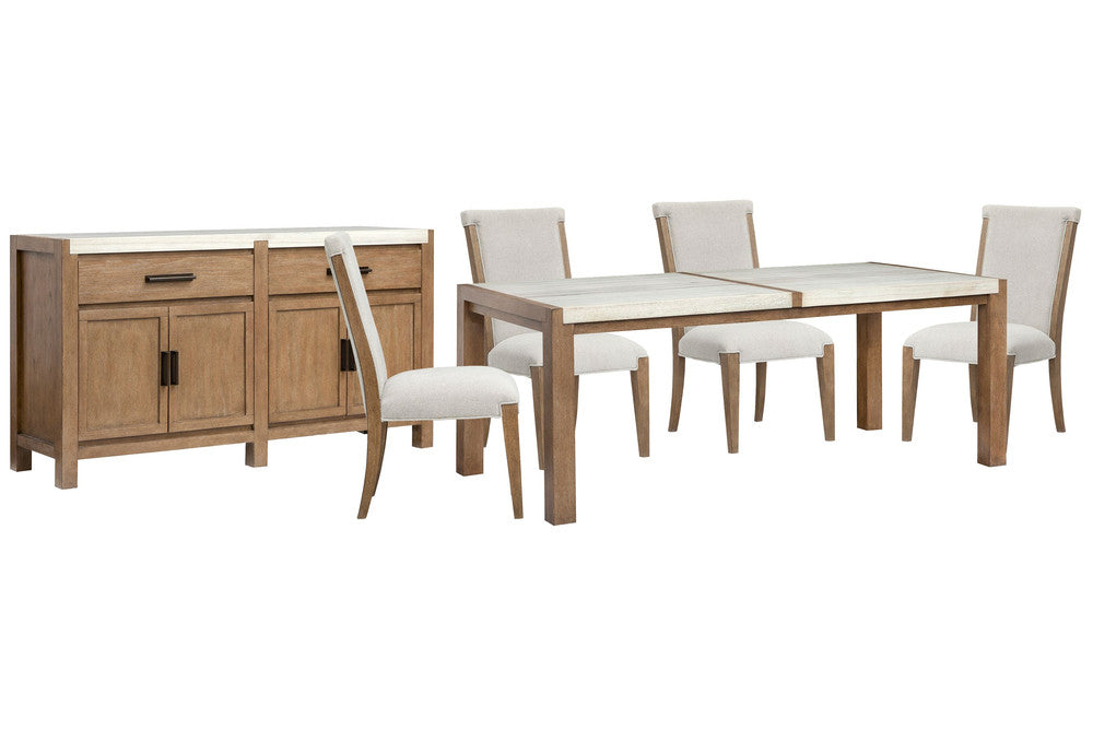 Magnussen - Plum Creek Sierra Brown Rectangular Dining Table With 4 Upholstered Side Chairs And Server - D5768-20-KIT8 view 1