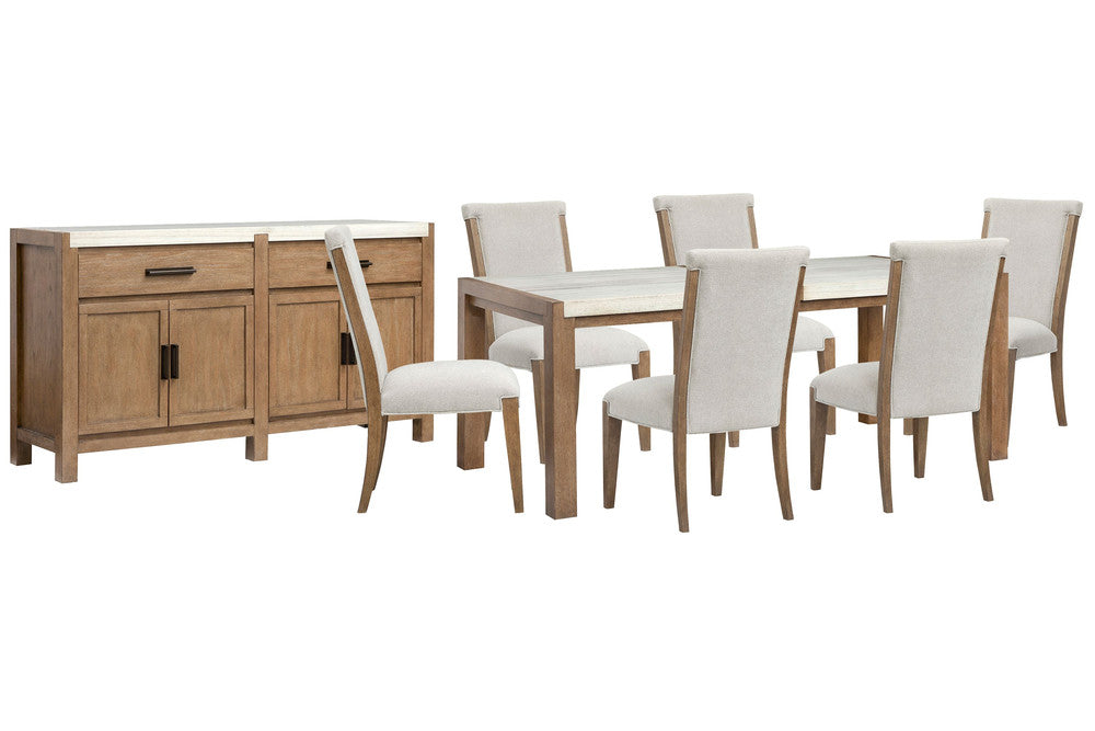 Magnussen - Plum Creek Sierra Brown Rectangular Dining Table With 6 Upholstered Side Chairs And Server - D5768-20-KIT11 view 1