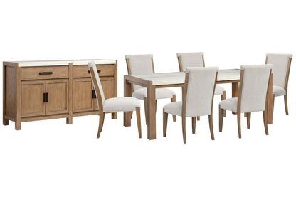 Magnussen - Plum Creek Sierra Brown Rectangular Dining Table With 6 Upholstered Side Chairs And Server - D5768-20-KIT11 view 1
