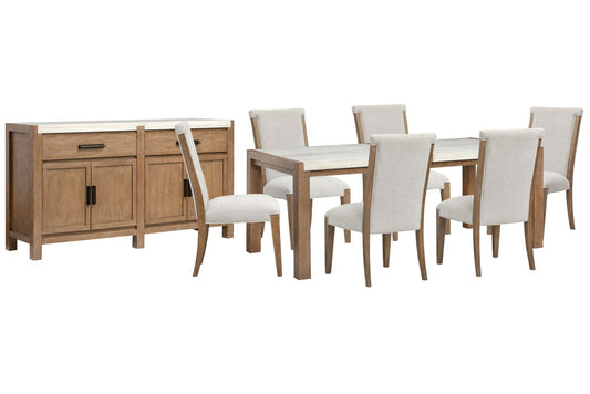 Magnussen - Plum Creek Sierra Brown Rectangular Dining Table With 6 Upholstered Side Chairs And Server - D5768-20-KIT11 view 1