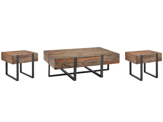 Magnussen - Prescott Rustic Honey And Distressed Iron Rectangular Cocktail Table With 2 End Table - T4344-43KIT5 view 1