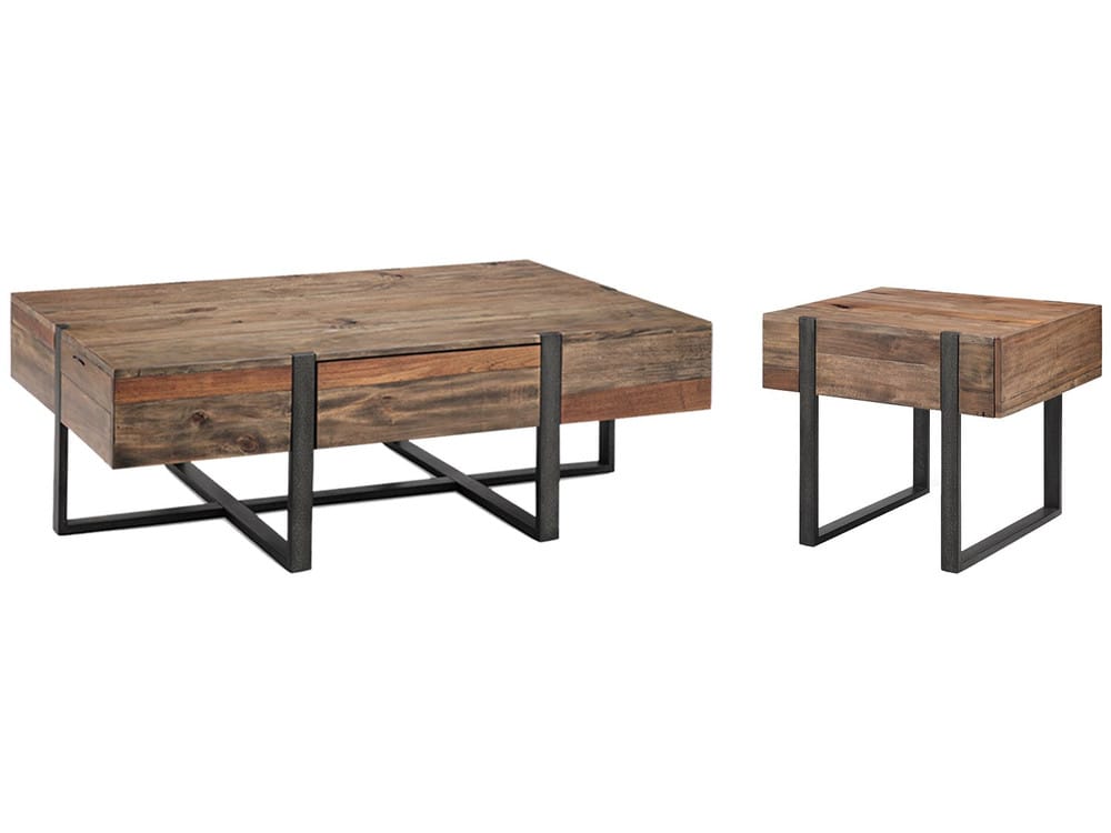 Magnussen - Prescott Rustic Honey And Distressed Iron Rectangular Cocktail Table With End Table - T4344-43KIT4 view 1