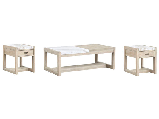 Magnussen - Preston Gallery Buff And Antique Silver Rectangular Cocktail Table With 2 End Table - T5941-43KIT2 view 1