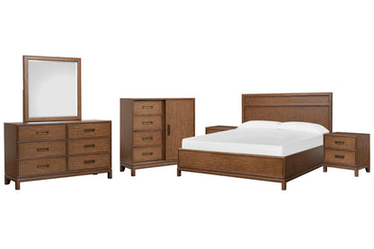 Magnussen - Ridgefield Russet King Panel Bed 2 Nightstands Double Drawer Dresser With Landscape Mirror And Door Chest - B6436-64-KIT6 view 1