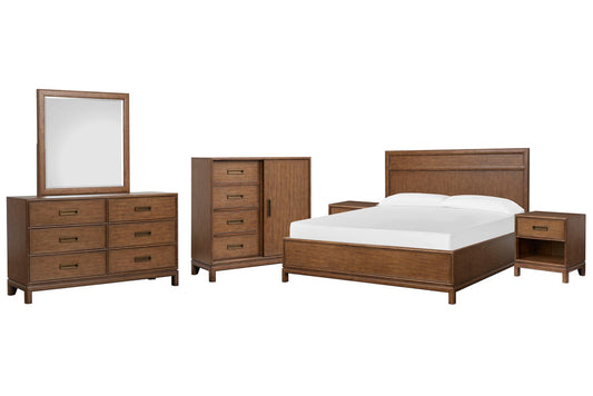 Magnussen - Ridgefield Russet King Panel Bed 2 Open Nightstands Double Drawer Dresser With Landscape Mirror And Door Chest - B6436-64-KIT11 view 1