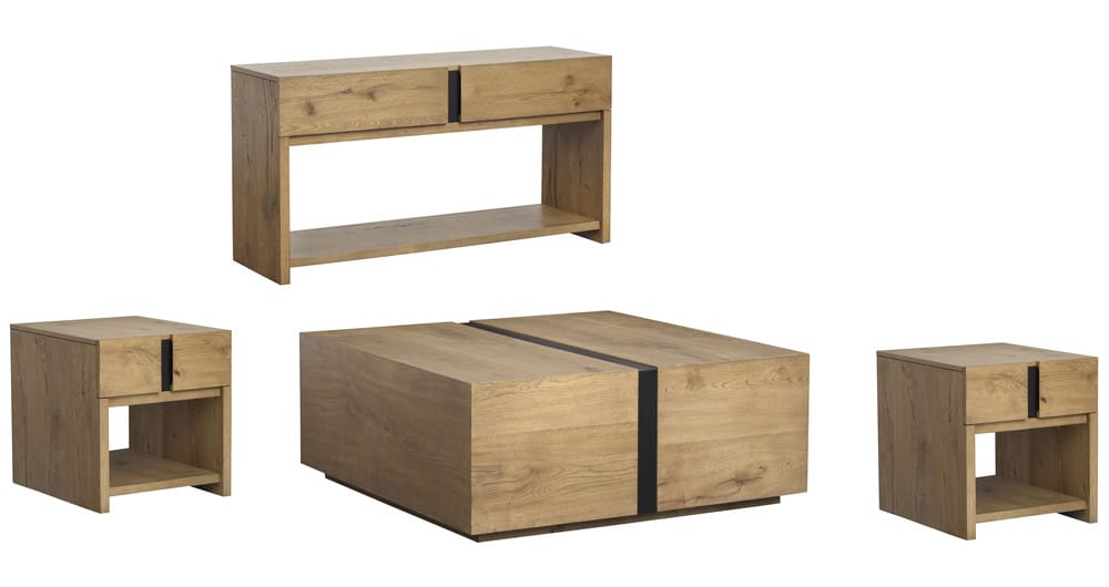 Magnussen - Ripley Rustic Caramel And Dark Bronze Square Cocktail Table With 2 End Table And Sofa Table - T6421-41KIT3 view 1