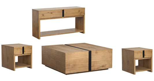 Magnussen - Ripley Rustic Caramel And Dark Bronze Square Cocktail Table With 2 End Table And Sofa Table - T6421-41KIT3 view 1