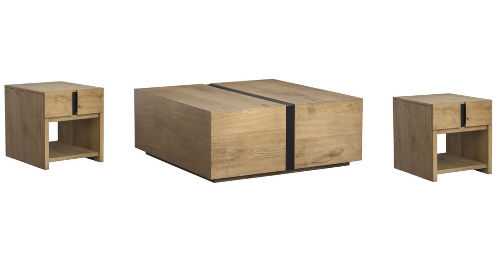 Magnussen - Ripley Rustic Caramel And Dark Bronze Square Cocktail Table With 2 End Table - T6421-41KIT2 view 1