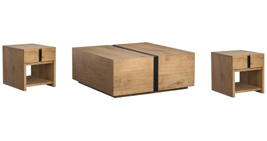 Magnussen - Ripley Rustic Caramel And Dark Bronze Square Cocktail Table With 2 End Table - T6421-41KIT2 view 1