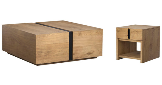 Magnussen - Ripley Rustic Caramel And Dark Bronze Square Cocktail Table With End Table - T6421-41KIT1 view 1