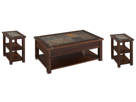 Magnussen - Roanoke Cherry And Slate Rectangular Lift Top Cocktail Table With 2 Chairside End Table - T2615-50KIT2 view 1