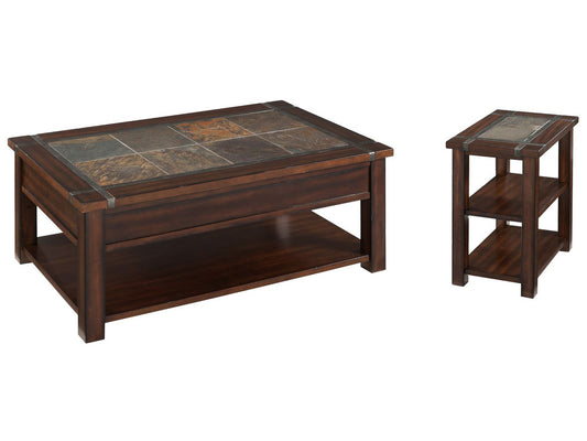 Magnussen - Roanoke Cherry And Slate Rectangular Lift Top Cocktail Table With Chairside End Table - T2615-50KIT1 view 1