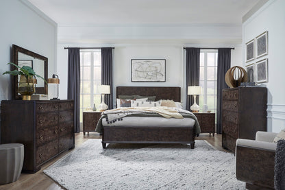 Magnussen - Rowan Espresso King Panel Bed 2 Door Nightstands Drawer Dresser With Landscape Mirror And Door Chest - B5769-64-KIT11 view 11