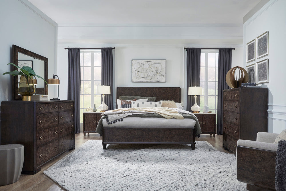 Magnussen - Rowan Espresso King Panel Bed 2 Open Nightstands Drawer Dresser With Landscape Mirror And Door Chest - B5769-64-KIT16 view 11