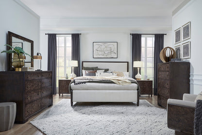 Magnussen - Rowan Espresso King Upholstered Panel Bed 2 Nightstands Drawer Dresser With Landscape Mirror And Door Chest - B5769-65-KIT6 view 11